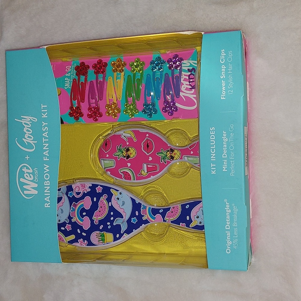 New Wet Brush + Goody Rainbow Fantasy Kit Accessory Detangling Bundle